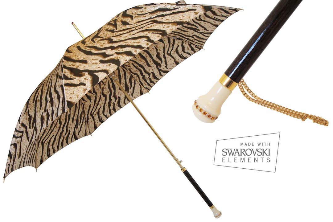 Pasotti Tiger Umbrella with Swarovski Handle