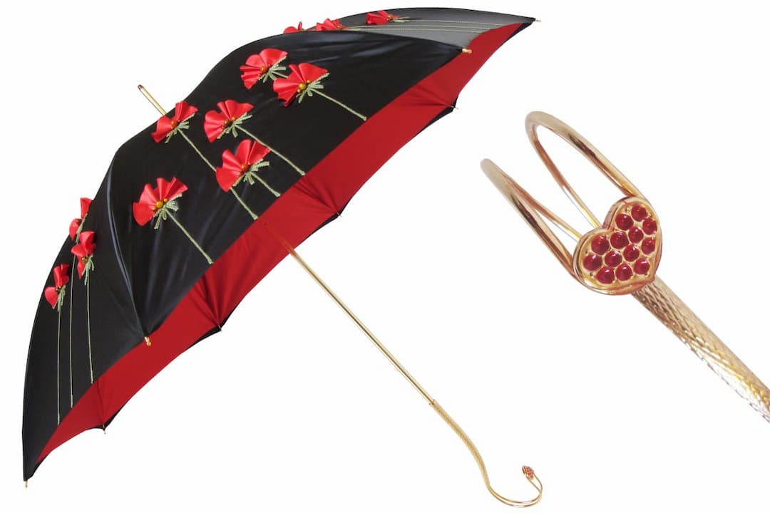 Pasotti Poppies Umbrella, Double Cloth 