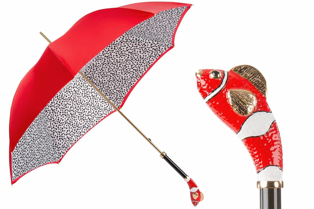 Pasotti Luxury Red Fish Umbrella, Double Cloth