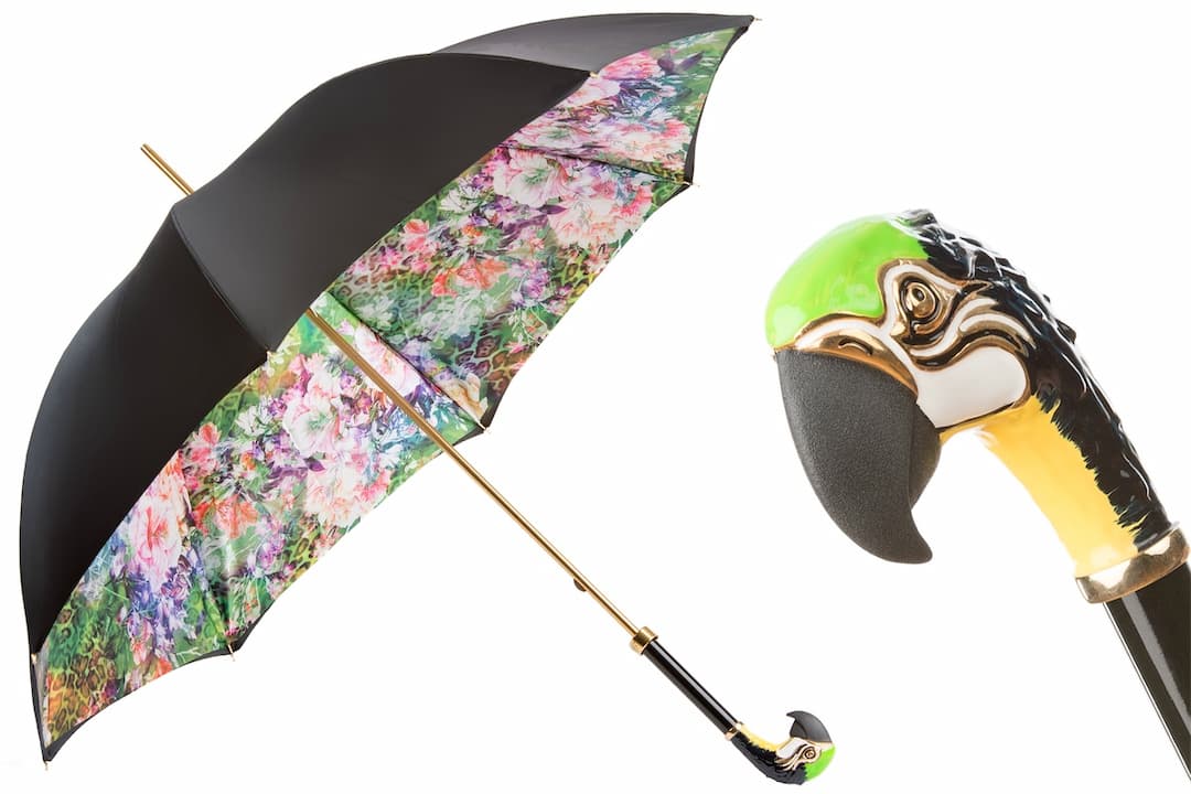 Pasotti Luxury Parrot Umbrella, Double Cloth 