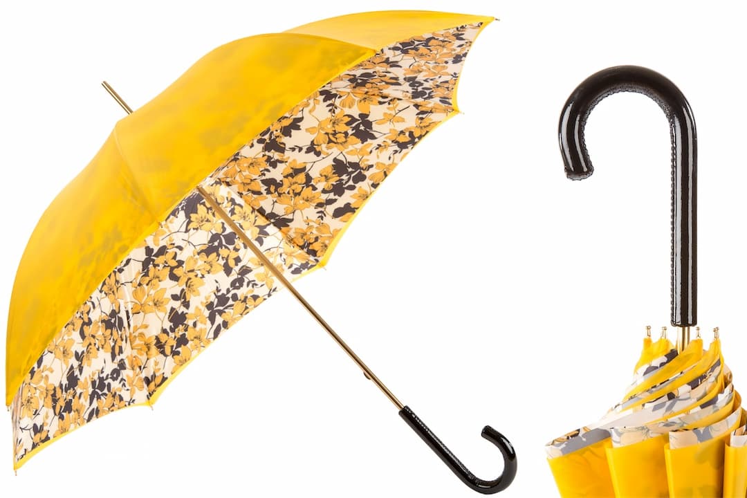 Pasotti Yellow Flowered Umbrella, Double Cloth