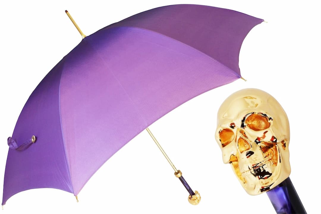 Pasotti Luxury Women Golden Skull Purple Ombre Umbrella