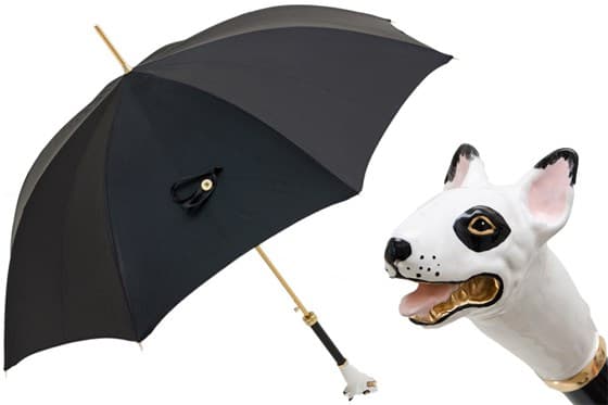 Pasotti - Luxury Black Umbrella with Bull Terrier Handle.
