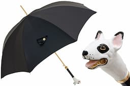 Pasotti - Luxury Black Umbrella with Bull Terrier Handle.