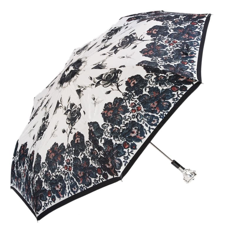 Pasotti silver rose folding umbrella 
