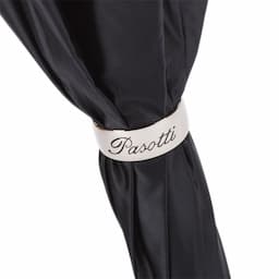 side view of a black luxury umbrella by Pasotti