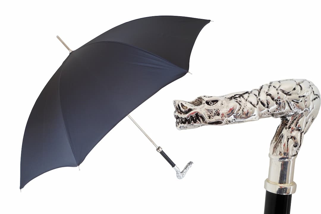 Pasotti Luxury Black Umbrella with Dragon Handle