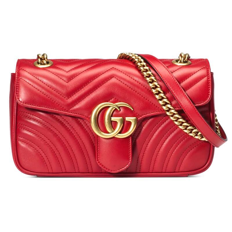 GUCCI GG Marmont Small Shoulder Bag (Stitching Error Damage) - Red