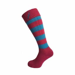 Hortons Ladies Long Sock Pink & Turquoise Stripe 