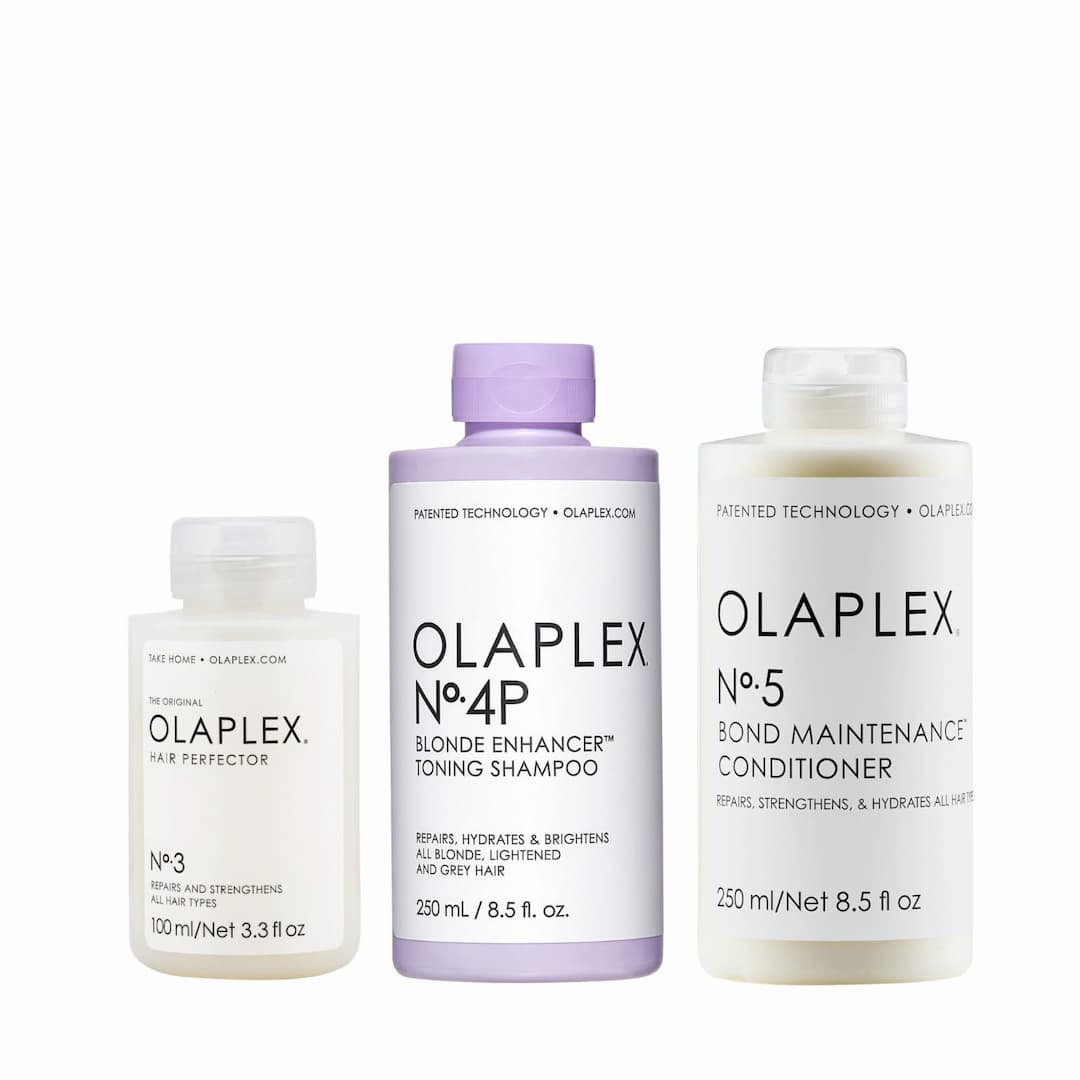 Olaplex - Blonde Toning Shampoo No.4P, Bond Conditioner No.5 & No.3 Hair Perfector Bundle