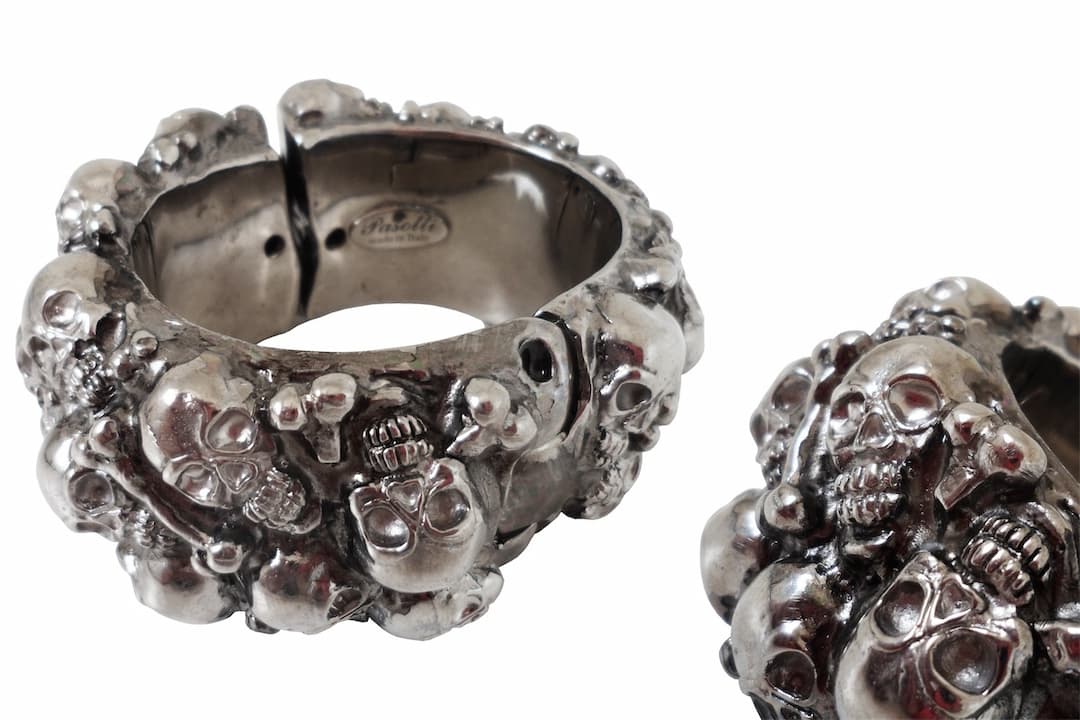 Pasotti Luxury Gothic Skull Bracelet - Silver