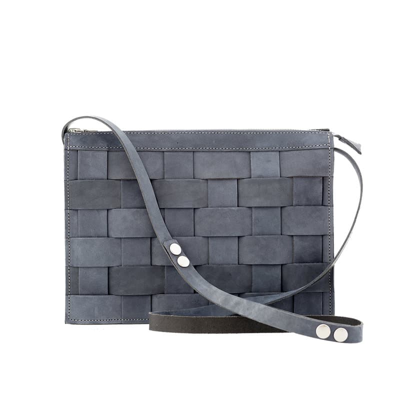 Eduards - Näver Small Leather Shoulder Bag in Oily Navy