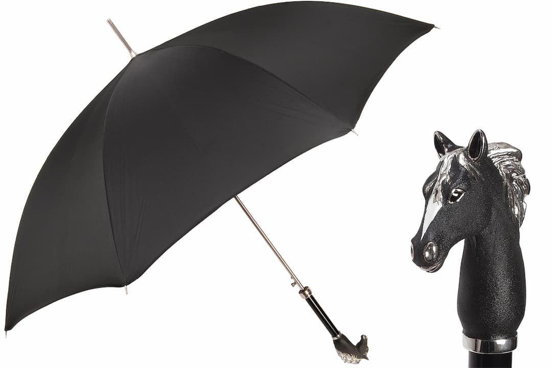 Pasotti Umbrella for Men Black Horse Umbrella