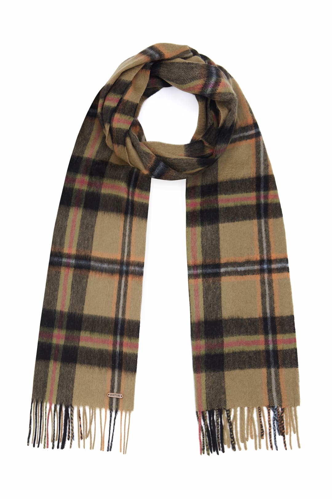 Hortons England -  100% Lambswool Checked Scarf - Black Check 